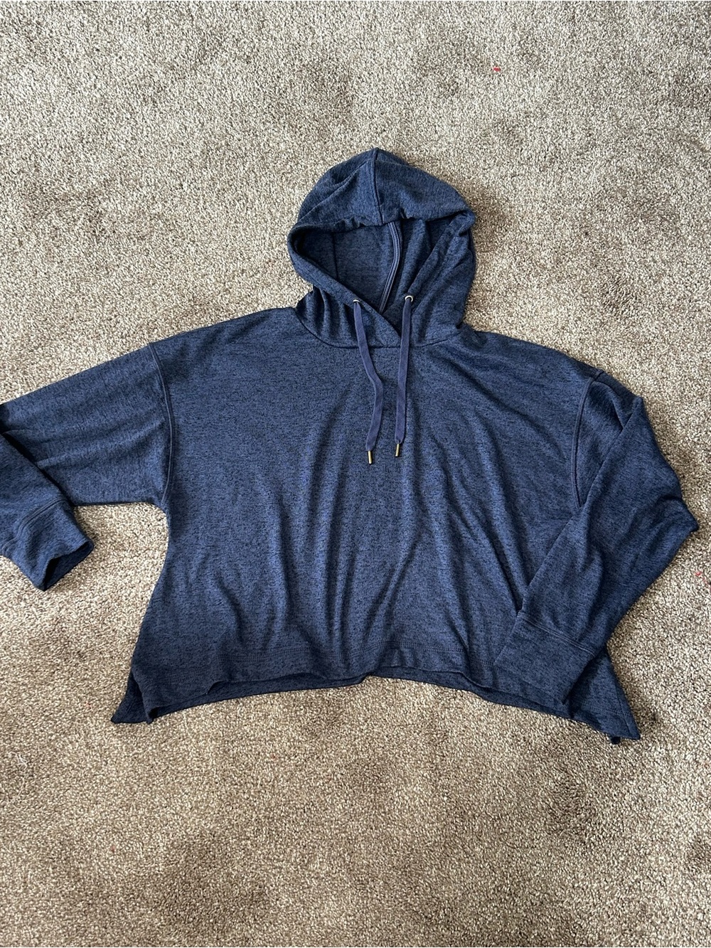 Get After It Women's Cropped Hoodie Knit Sweatshirt Size M Blue High-Low